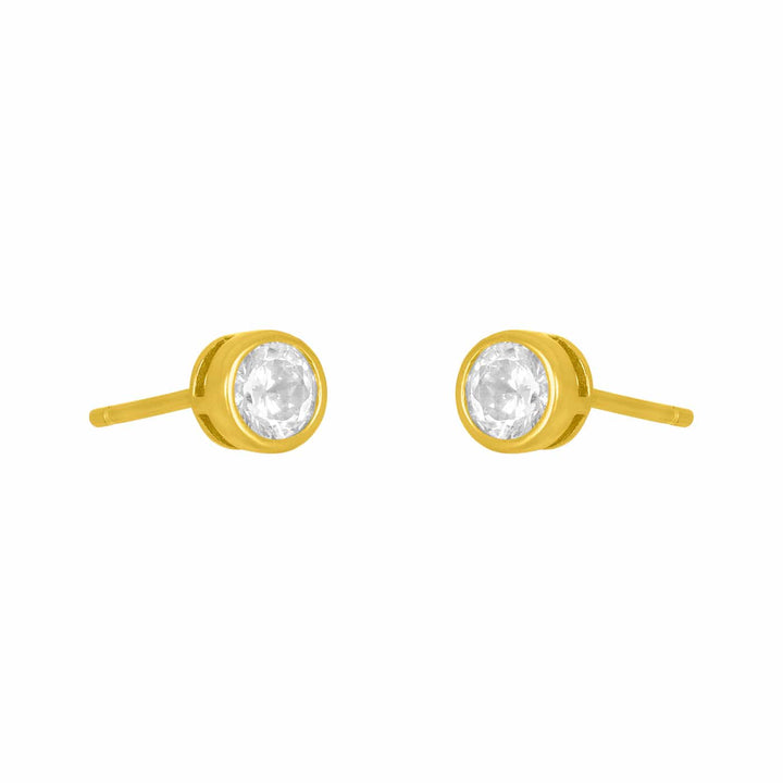 Fyb Marisol Bezel  4mm  Stud Earrings Marisol Bezel 4mm CZ Stud Earrings | Gold Silver Earrings