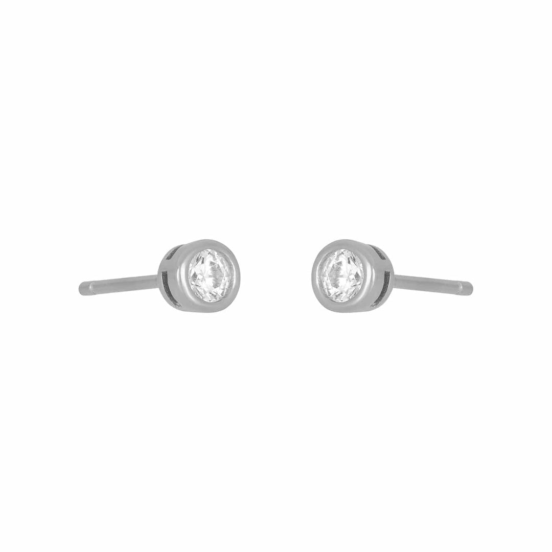 Fyb Marisol Bezel 3mm Stud Earrings Marisol Bezel 3mm CZ Stud Earrings | Gold Silver Earrings