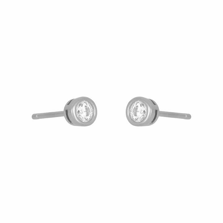 Fyb Marisol Bezel 3mm Stud Earrings Marisol Bezel 3mm CZ Stud Earrings | Gold Silver Earrings