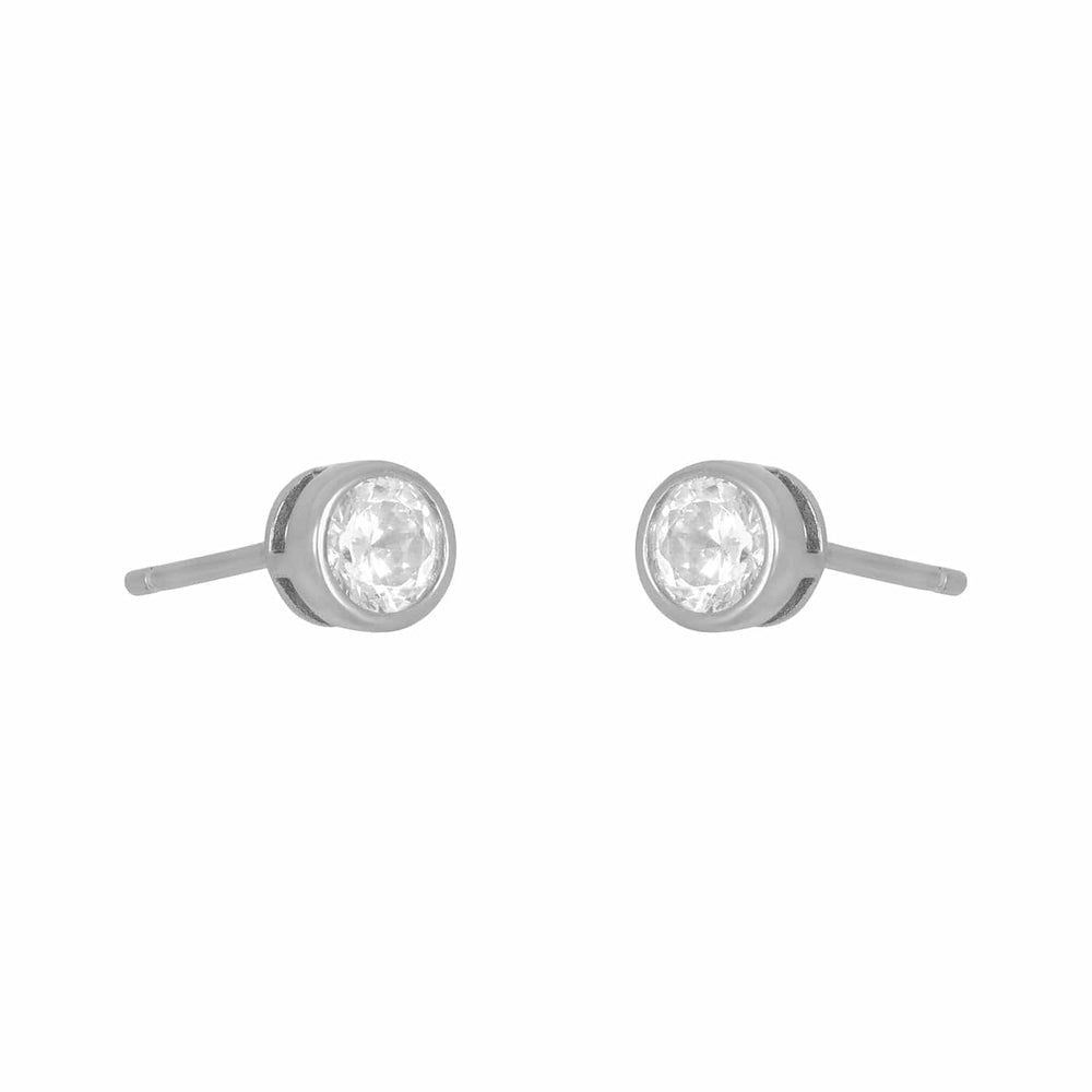 Fyb Marisol Bezel  4mm  Stud Earrings Marisol Bezel 4mm CZ Stud Earrings | Gold Silver Earrings