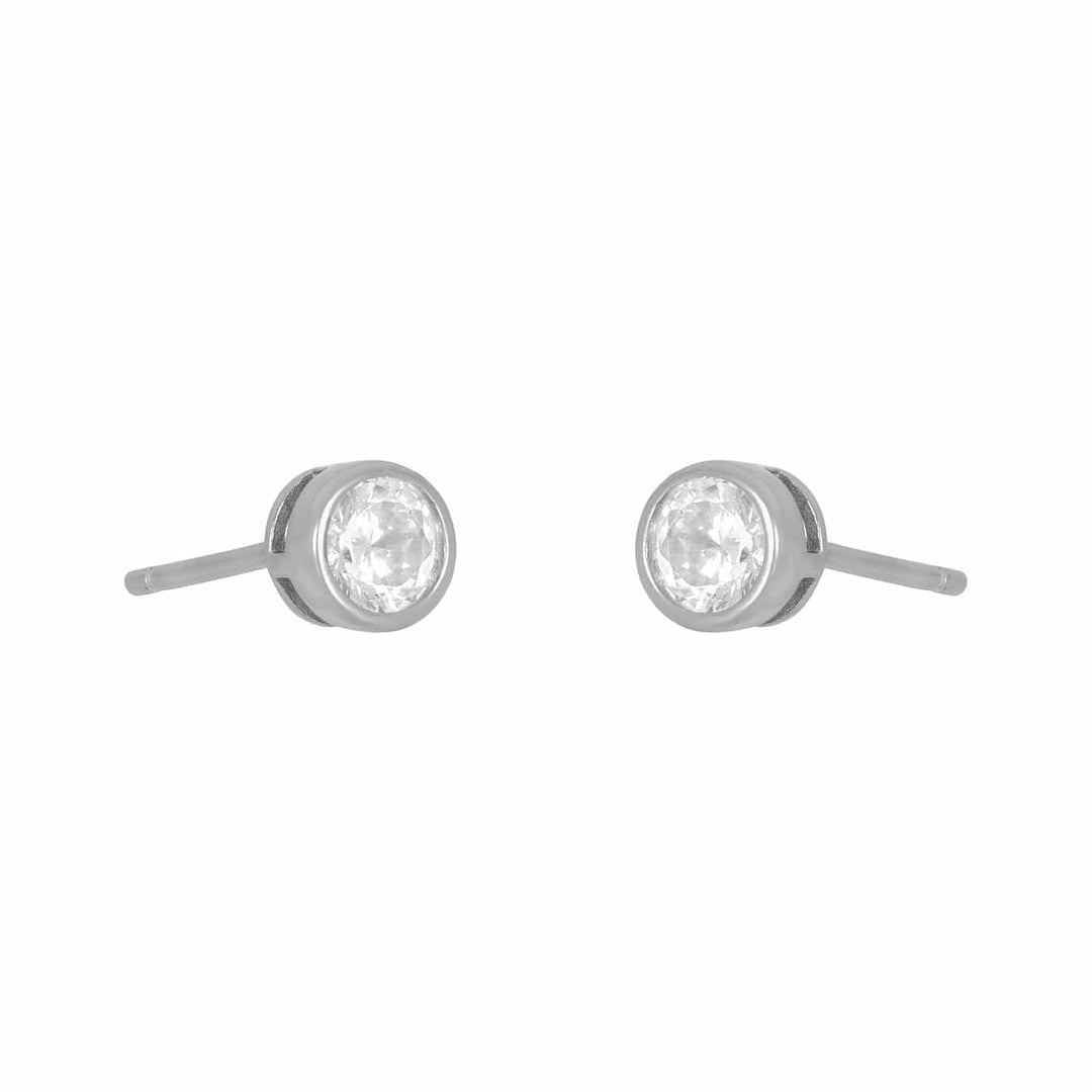 Fyb Marisol Bezel  4mm  Stud Earrings Marisol Bezel 4mm CZ Stud Earrings | Gold Silver Earrings