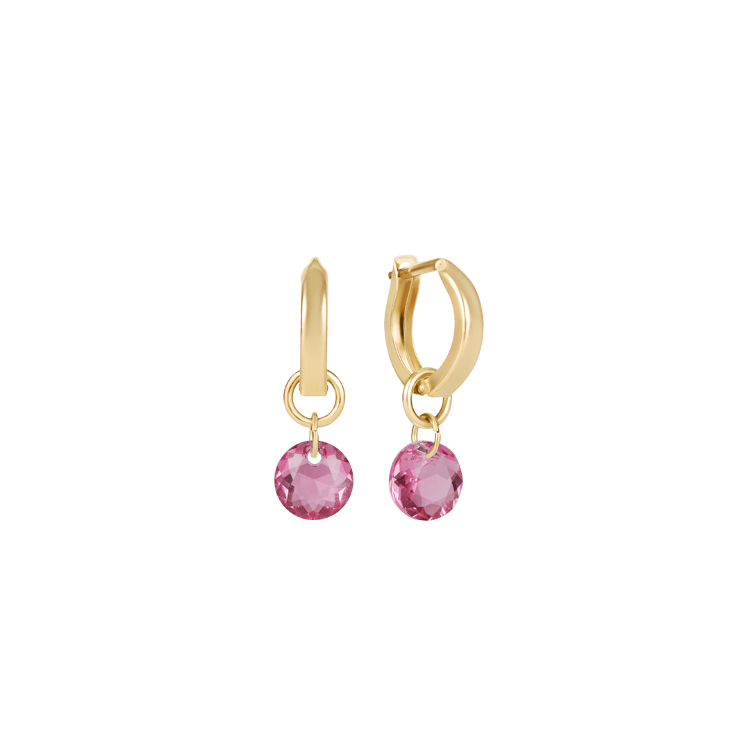 Enewton Reflections Pink Crystal Birthstone Huggie Earrings – 14kt Gold Filled