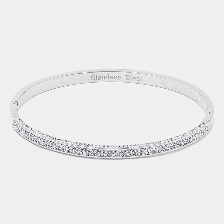 Pave Stainless Steel Cuff Bracelet