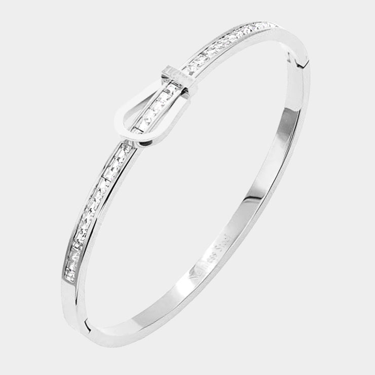 Crystal Buckle Stainless Steel Bangle