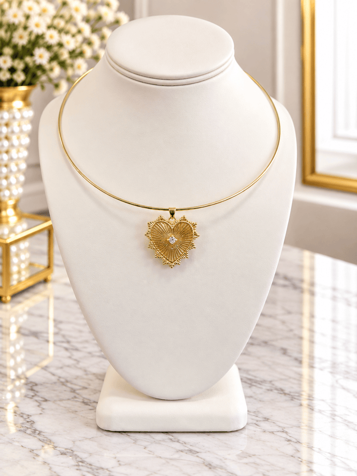 Heart of Gold Pendant 18kt Gold-Plated Heart Statement Pendant | The Red Owl Pendant Bar