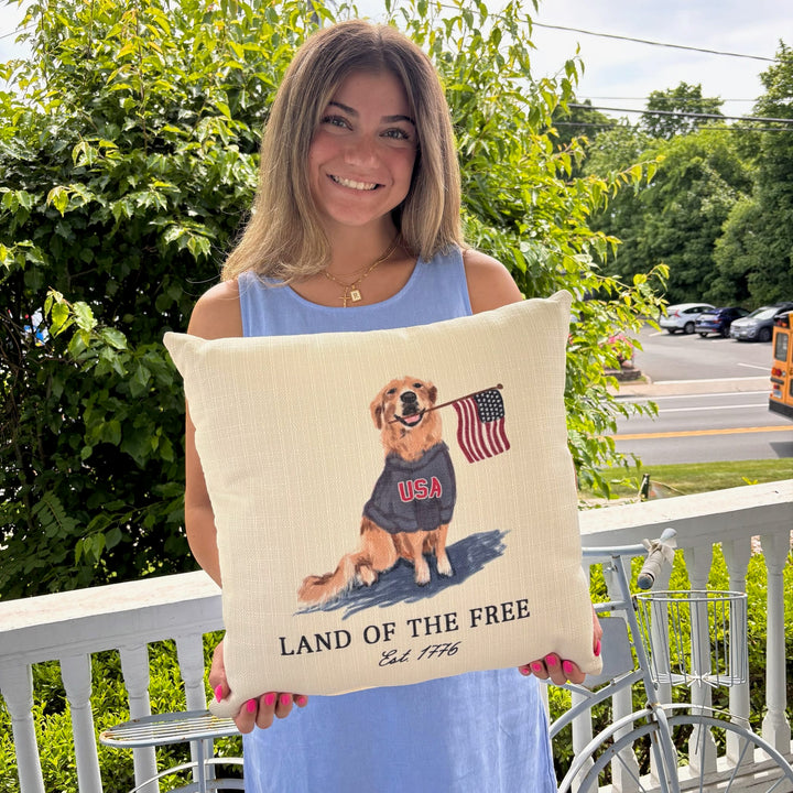 Land of the Free Golden Dog Pillow