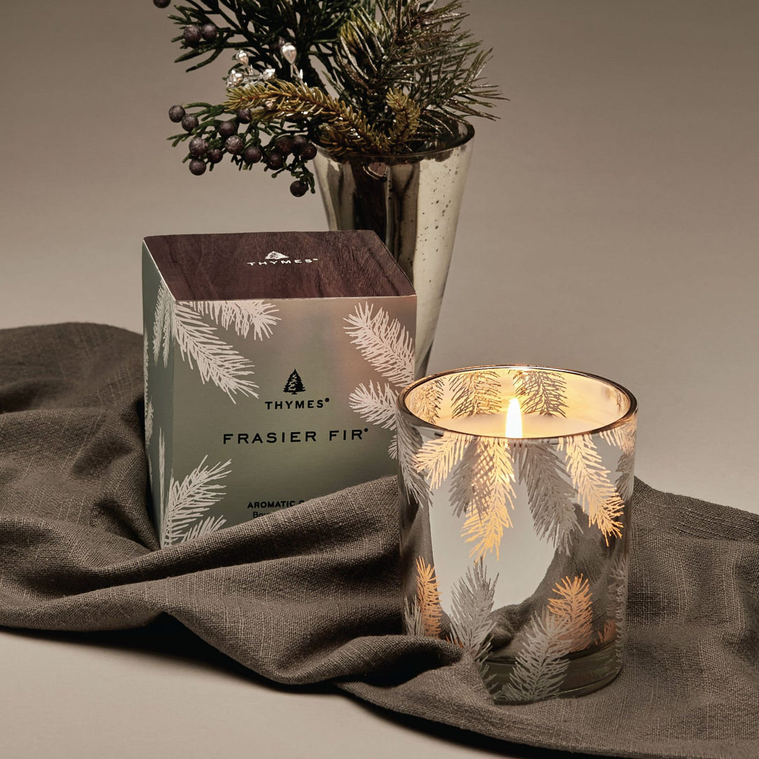 Frasier Fir Statement Poured Candle Thymes Frasier Fir Mercury Glass Candle | 6.5 oz Candle