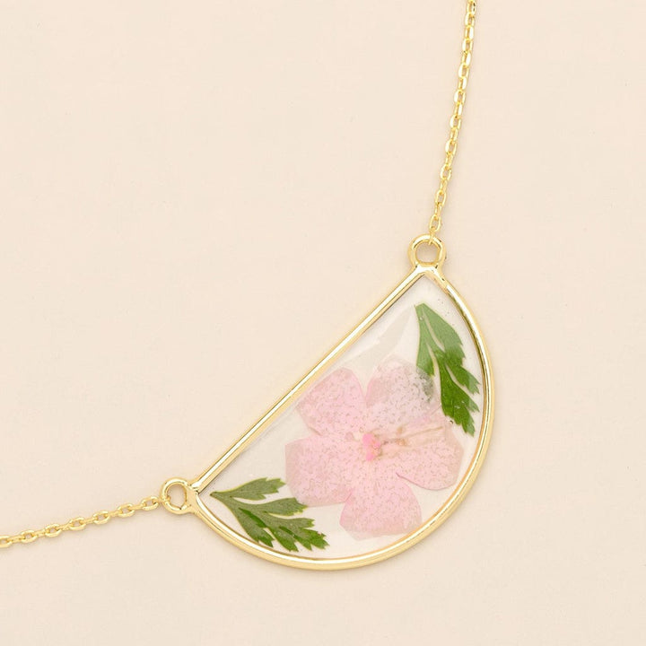 Scout Curated Wears Pressed Pink Cherry Blossom Flower Necklace
