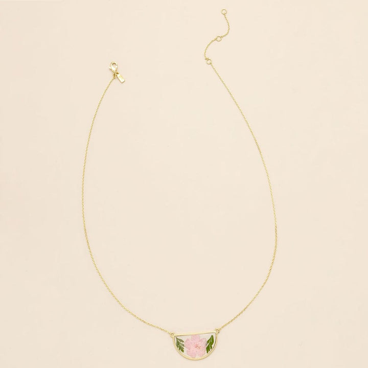 Scout Curated Wears Pressed Pink Cherry Blossom Flower Necklace