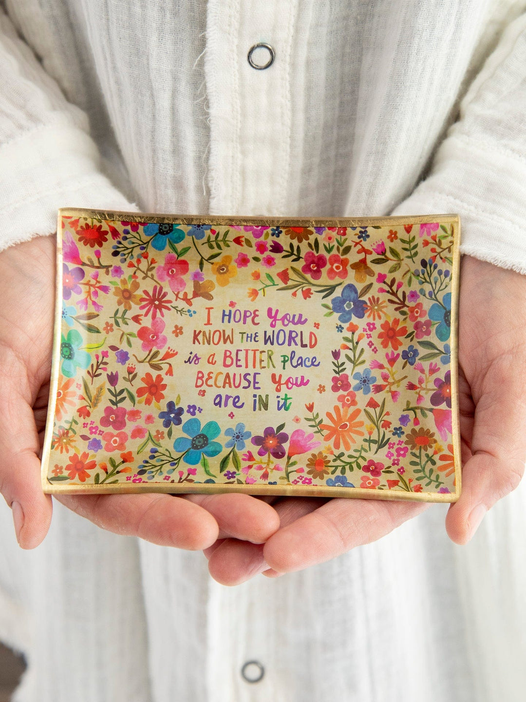 World is a Better Place Glass Trinket Dish