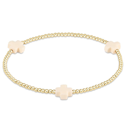 Enewton Signature Cross Gold Pattern 2mm Bead Bracelet - Off-White