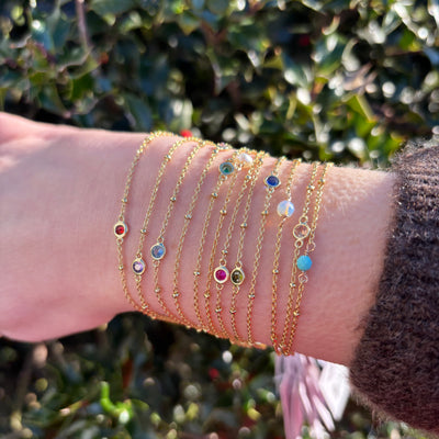FYB Birthstone Gold Chain Bracelet