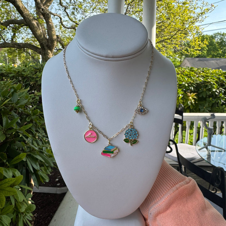 Micro Paperclip  Charm Bar Necklace