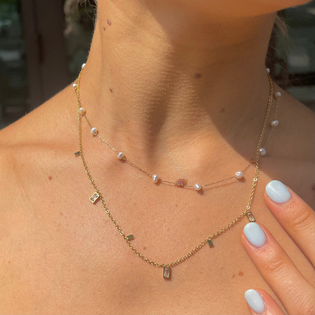 Baguette Crystal Waterproof Necklace