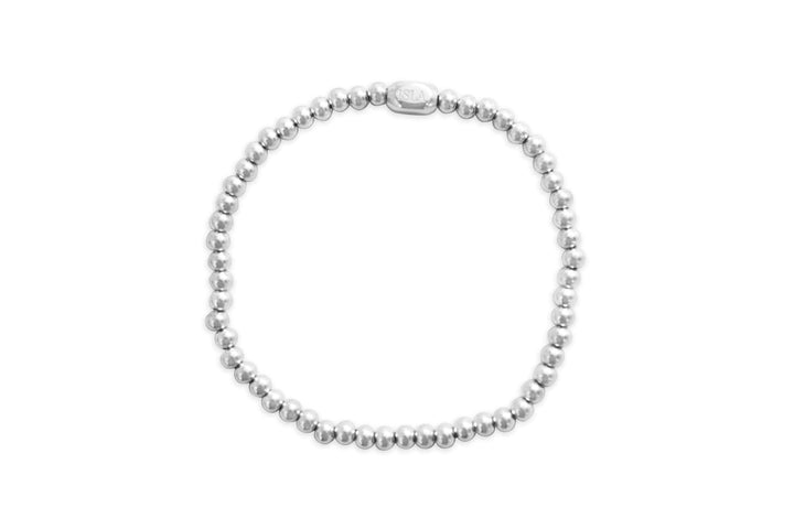 Isla Waterproof Stretch Bracelet – 4mm Silver Beaded, Tarnish-Free