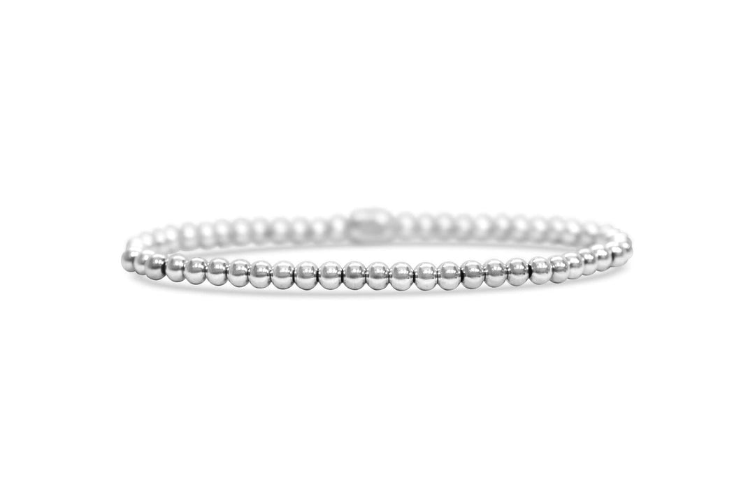 Isla Waterproof Stretch Bracelet – 4mm Silver Beaded, Tarnish-Free