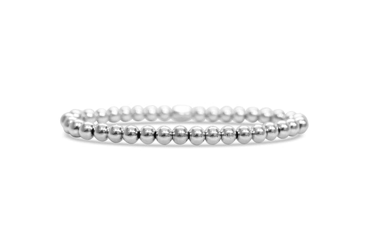Isla Waterproof Stretch Bracelet – 6mm Silver Beaded, Tarnish-Free