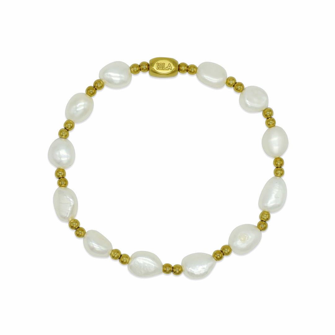 Isla All In Gold Pearl Waterproof Stacker Bracelet Isla All In Gold Pearl Waterproof Stretch Bracelet Bracelet