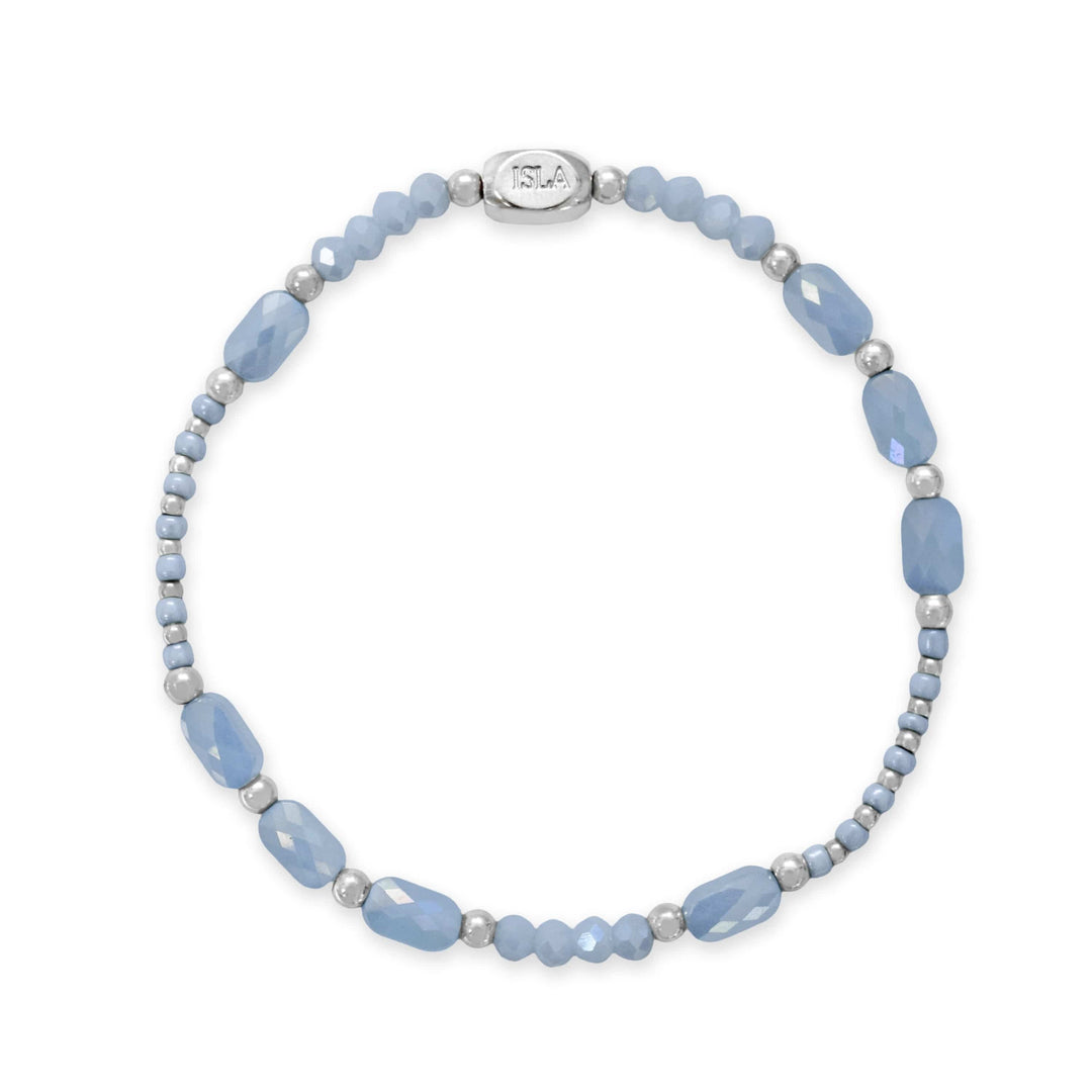 Isla Coastal Crystals Big Sur Waterproof Stretch Bracelet – Blue Crystal &amp; Silver