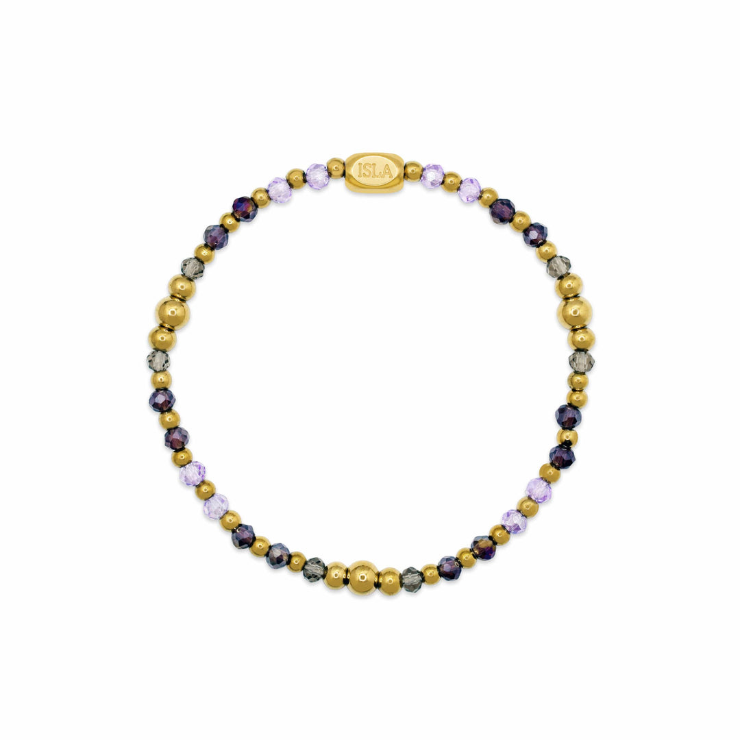Isla Coastal Crystals Amalfi Stretch Bracelet - Violet Tides &amp; Gold