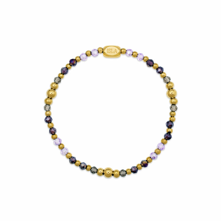 Isla Coastal Crystals Amalfi Stretch Bracelet - Violet Tides &amp; Gold