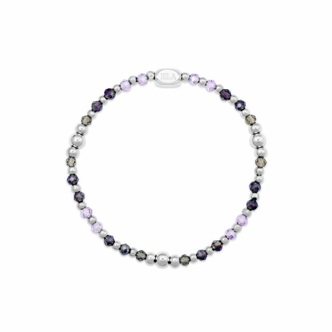 Isla Coastal Crystals Amalfi Stretch Bracelet - Violet Tides &amp; Silver
