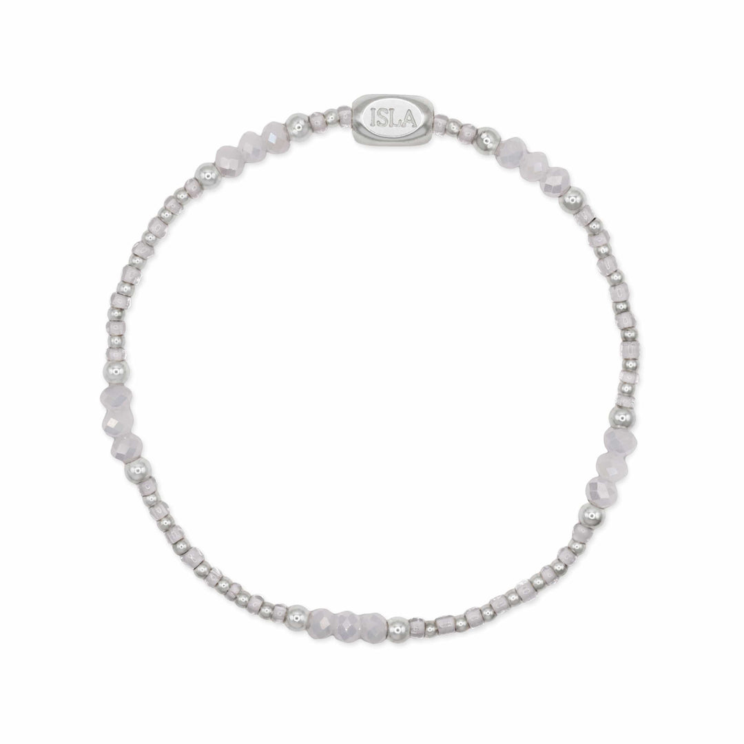 Isla Coastal Crystals Riviera Stretch Bracelet – White Cap Crystal &amp; Silver, Waterproof, Tarnish-Free