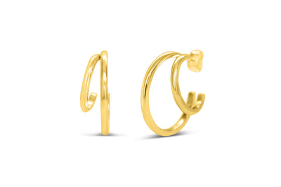 Waterproof Hi-Lo Tide Gold Double Hoops