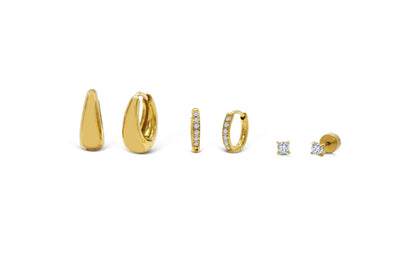 Isla Bold Hoop Swoop Gold Earring Set