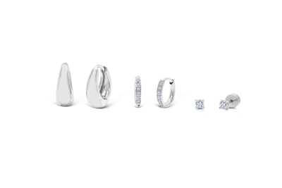 Isla Bold Hoop Swoop Silver Earring Set