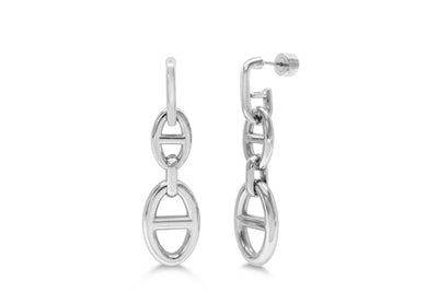 Isla Mariner Chain Link Silver Drop Earrings