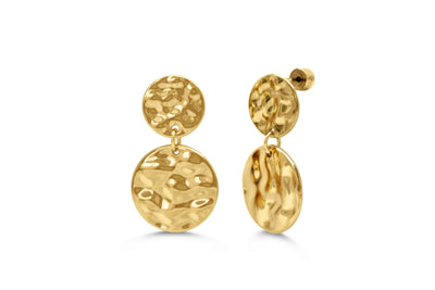 Isla Double Hammered Coin Gold Earrings