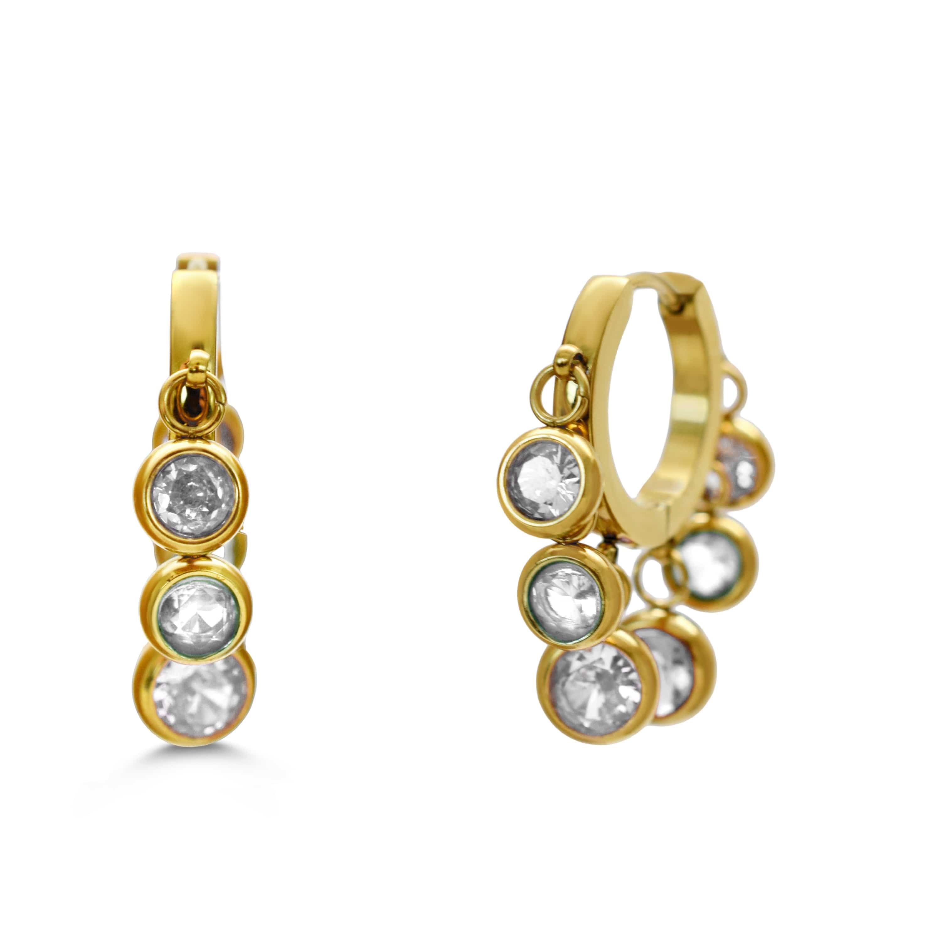 Isla “Let’s Party” Dangle Crystal Huggie Hoop Earrings – Gold or Silve ...