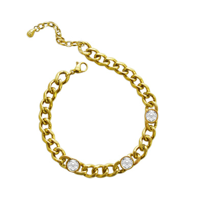 Waterproof Cuban Crystal Luxe Gold Bracelet