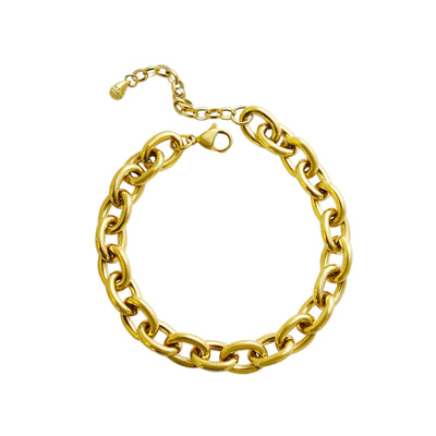 Waterproof Bold Oval Link Gold Bracelet