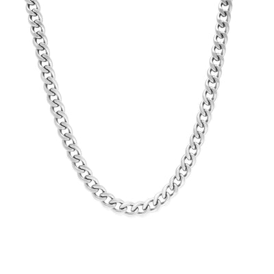 Waterproof Cuban Link Silver Chain Necklace