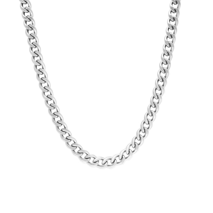 Waterproof Cuban Link Silver Chain Necklace