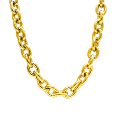 Waterproof Bold Oval Link Gold Necklace