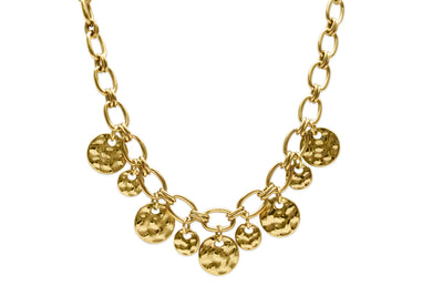 Isla Hammered Coin Chain Link Gold Necklace