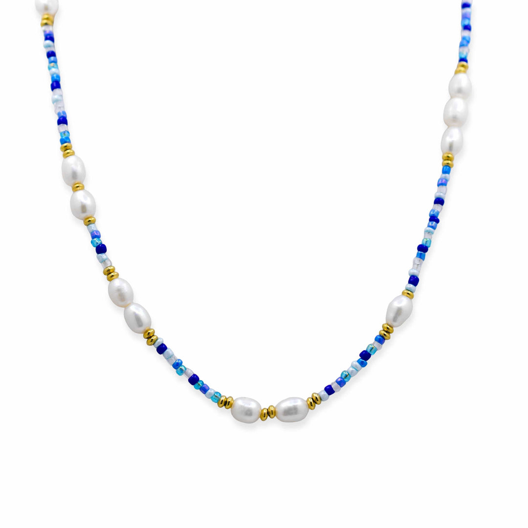 Isla Beads of Paradise Necklace – Colors of the Sea Bella Blues &amp; Gold, Waterproof, Tarnish-Free