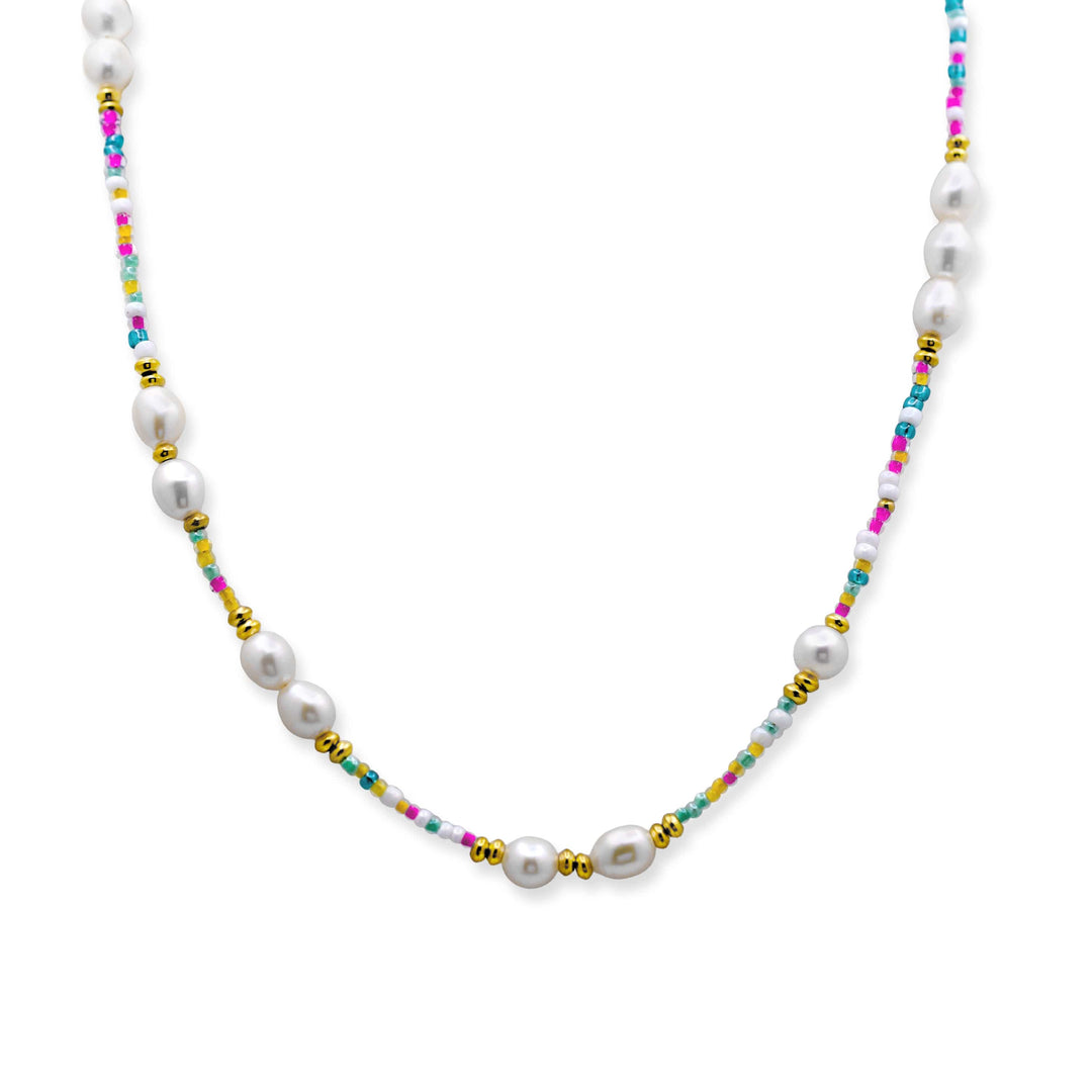 Isla Beads of Paradise Necklace – Colors of the Sea Carnivale &amp; Gold, Waterproof, Tarnish-Free