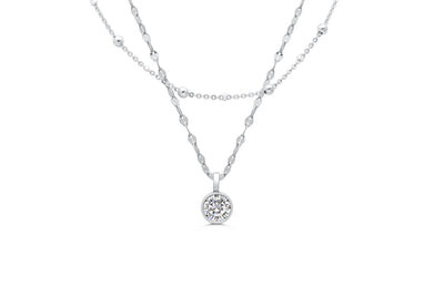 Isla Here's the Skinny Enamel Clear/White Silver Necklace