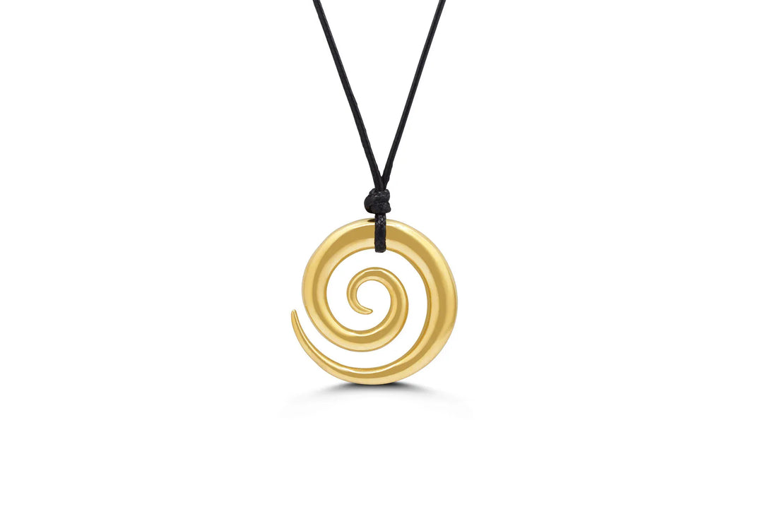 Isla Black Cord Spiral Pendant Necklace – Adjustable, Waterproof, Tarnish-Free