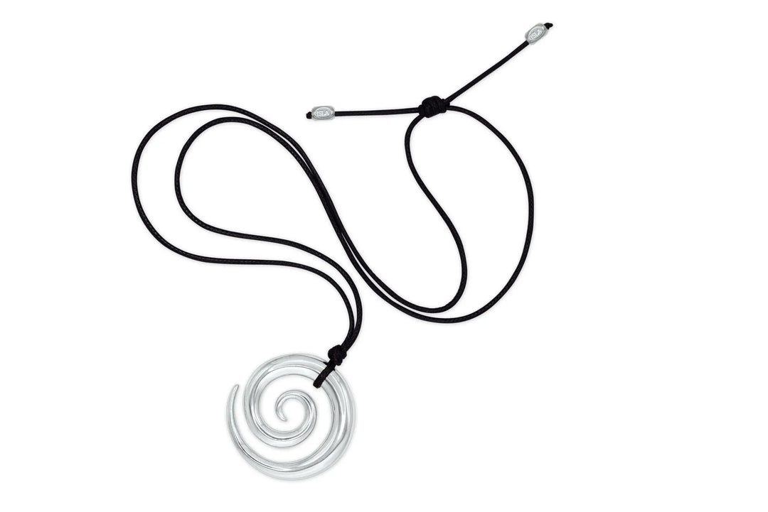 Isla Black Cord Spiral Pendant Necklace – Adjustable, Waterproof, Tarnish-Free