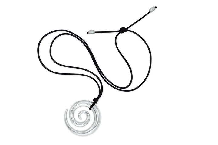 Isla Black Cord Spiral Pendant Necklace – Adjustable, Waterproof, Tarnish-Free