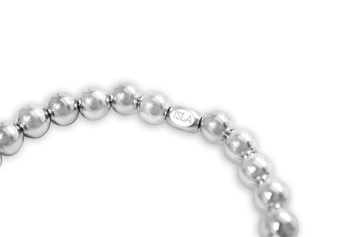 Isla Waterproof Stretch Bracelet – 6mm Silver Beaded, Tarnish-Free