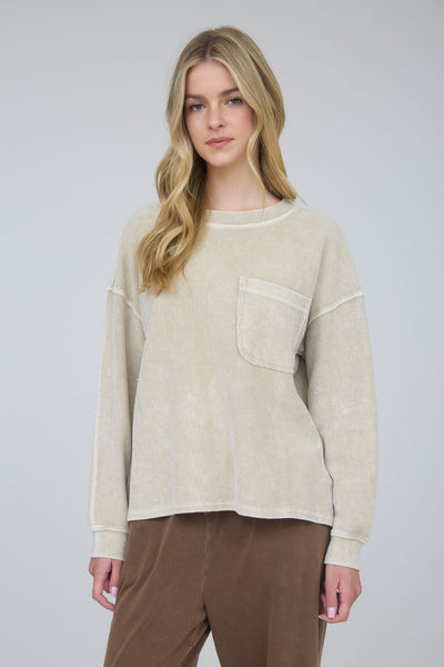 Cozy Pocket Rib Knit Top