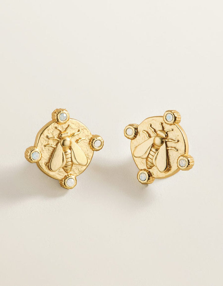 Spartina 449 Curious Bee Gold Stud Earrings Spartina 449 Curious Bee Gold Stud Earrings | Opal Coin Stud Earrings