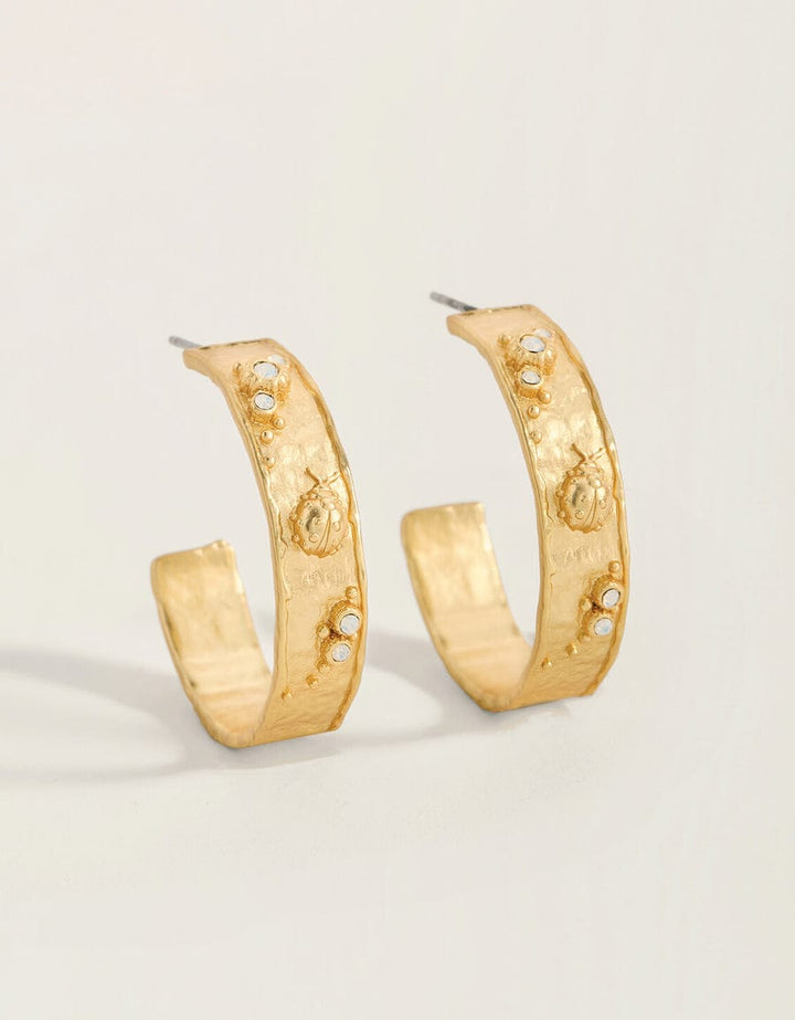 Spartina 449 Pine Forest 30mm Gold Hoop Earrings Spartina 449 Pine Forest Gold Hoop Earrings | Ladybug Hoop Earrings