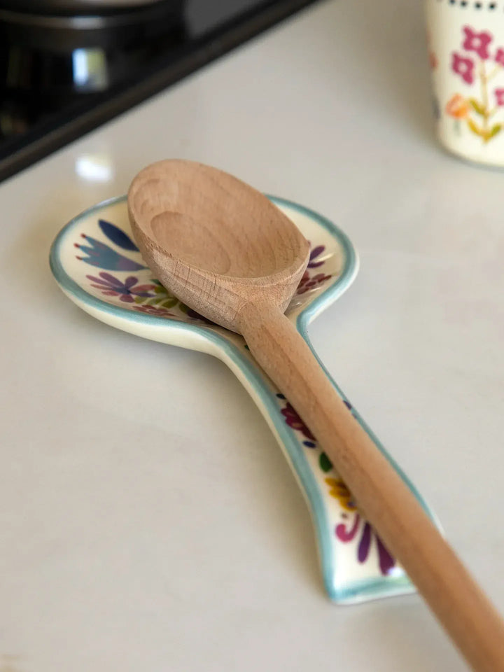 Ceramic Spoon Rest - Folk Flower Folk Flower Ceramic Spoon Rest | Natural Life Home